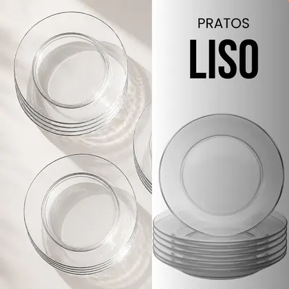 Pratos Fundos de Vidro 23cm – Design Liso, Moderno e Sofisticado – Resistente (a unidade)